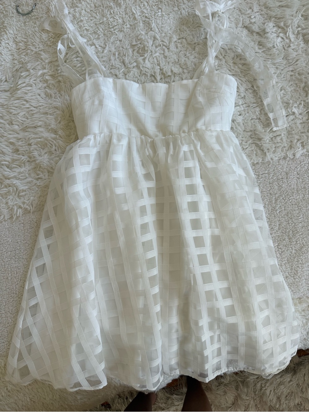 Amanda Uprichard White Grid-Check Party Dress for Girls